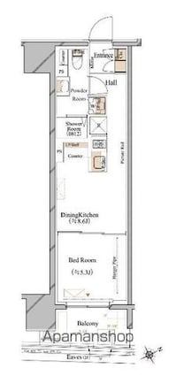 ブランシエスタ浅草蔵前[1LDK/30.6m2]の間取図