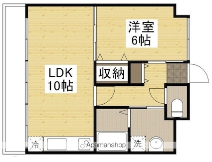 ソアーレ楽々園[1LDK/37m2]の間取図