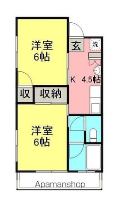 サニースクエア[2DK/37.26m2]の間取図