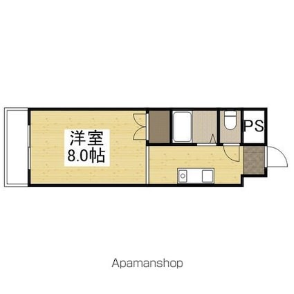 岡山県倉敷市新田[1K/30.6m2]の間取図