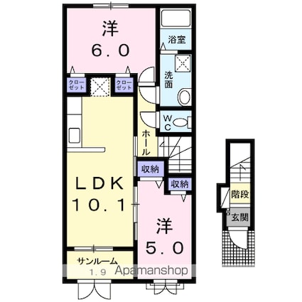 アリカンテ　Ｂ[2LDK/56.42m2]の間取図