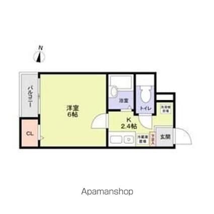 クレフラスト木場[1K/20.35m2]の間取図