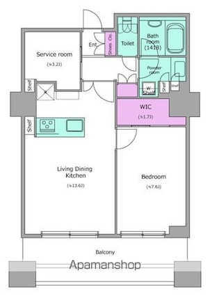 レジディアタワー上池袋（タワー棟）[1SLDK/57.24m2]の間取図