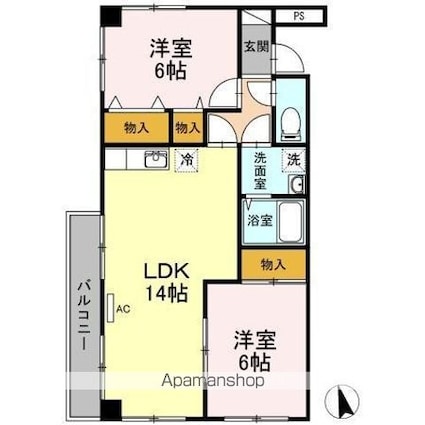 ステーションハウス久米Ⅴ[2LDK/61.26m2]の間取図