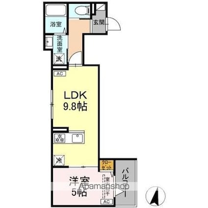 セレスティア大島[1LDK/35.81m2]の間取図