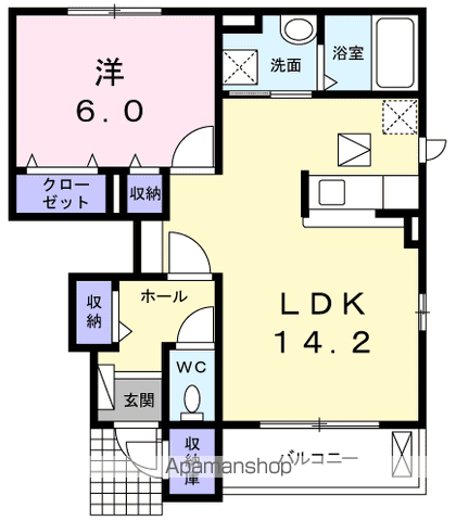 青梅市谷野のアパートの間取り