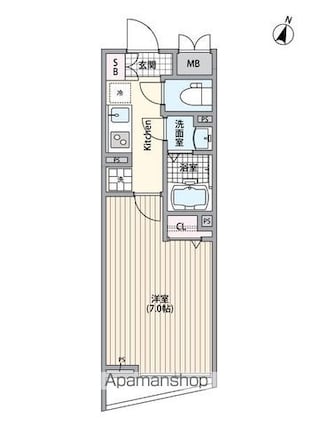 エルファーロ南麻布[1K/22.4m2]の間取図
