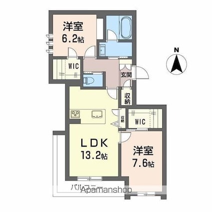 ＢＥＲＥＯ吉野本町ＢＥＬＳ認証[2LDK/67.25m2]の間取図