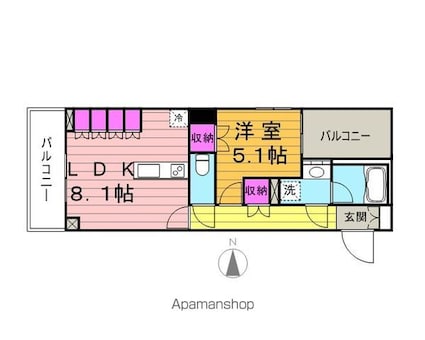 パークキューブ亀戸[1DK/42.55m2]の間取図