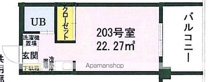 東京都新宿区余丁町[1R/22.27m2]の間取図