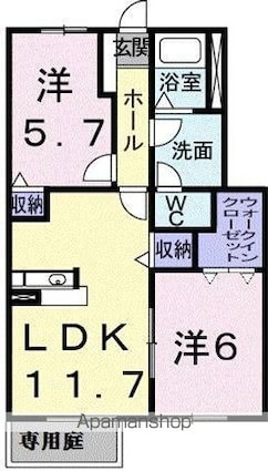 エルピーダＭ　Ｃ棟[2LDK/56.8m2]の間取図