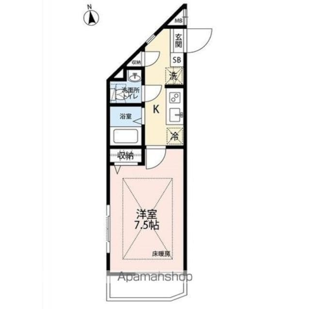 ピアコートＴＭ保谷弐番館[1K/23.42m2]の間取図