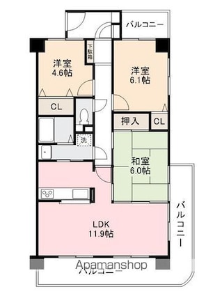 ダイアパレス太田第３[3LDK/70.08m2]の間取図
