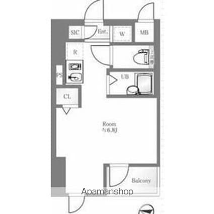 エクセリア東北沢[1K/21.38m2]の間取図