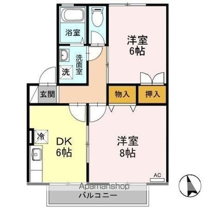 エバンスタウンコスモ　Ａ[2DK/47.69m2]の間取図