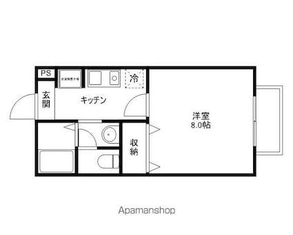 デジール的場[1K/26.49m2]の間取図