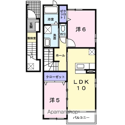 東京都立川市砂川町６丁目[2LDK/54.67m2]の間取図