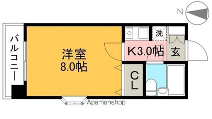 高知県高知市廿代町[1K/21.74m2]の間取図
