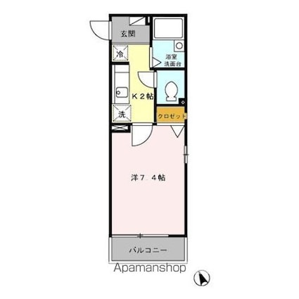 カサ　モラーダ[1K/24.54m2]の間取図