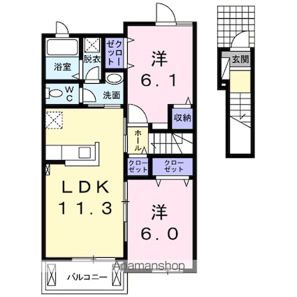 レジーナ・クレールＢ[2LDK/57.07m2]の間取図