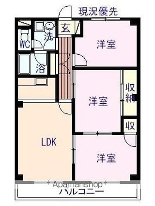 グランドール　オミヤ[3LDK/64.02m2]の間取図