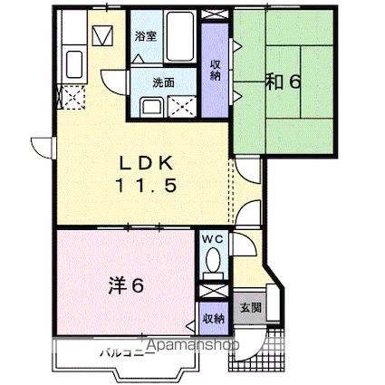 ポワールコリーヌ[2LDK/53.51m2]の間取図
