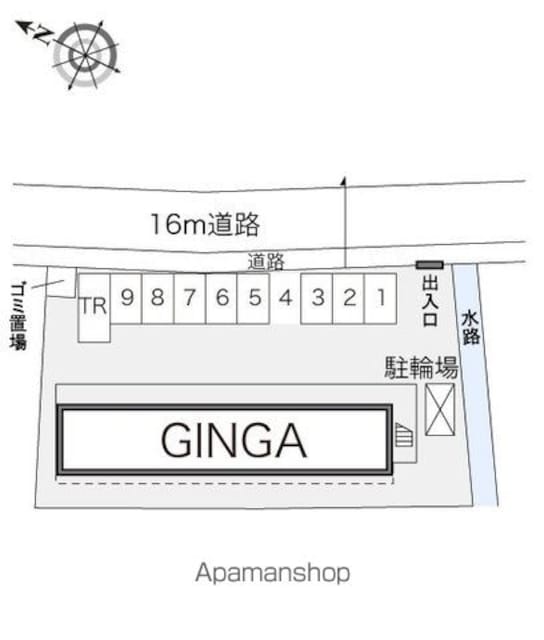 レオパレスＧＩＮＧＡ[1K/23.18m2]の配置図