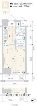 メインステージ市ヶ谷曙橋[1K/23.4m2]の間取図