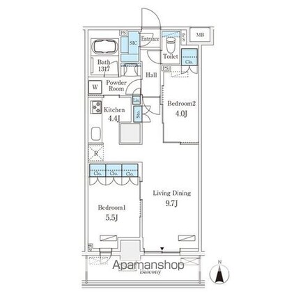 フロンティアレジデンス錦糸公園[2LDK/55.26m2]の間取図