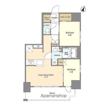 オーパスレジデンス千葉駅前[2LDK/43.72m2]の間取図