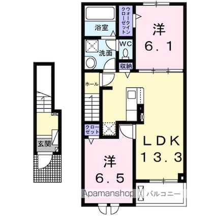 フィールドヒル　塩尻Ⅰ[2LDK/59.58m2]の間取図