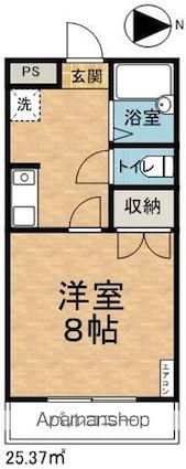 アクティス元町[1K/25.37m2]の間取図