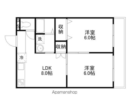 フォルサⅠ番館[2LDK/40m2]の間取図