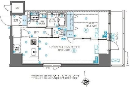 ＺＯＯＭ東新宿[1LDK/40.7m2]の間取図