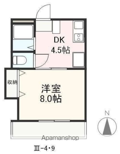 クレイドル安田Ⅲ・Ⅳ[1DK/27m2]の間取図