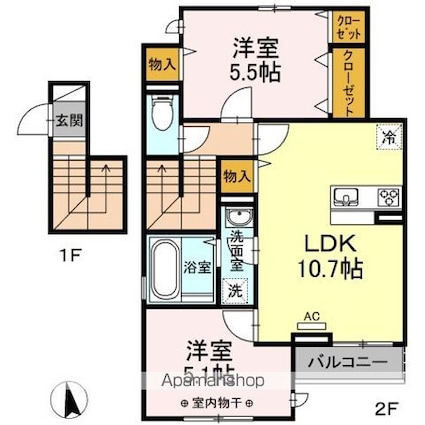 フォトアファール[2LDK/61.26m2]の間取図