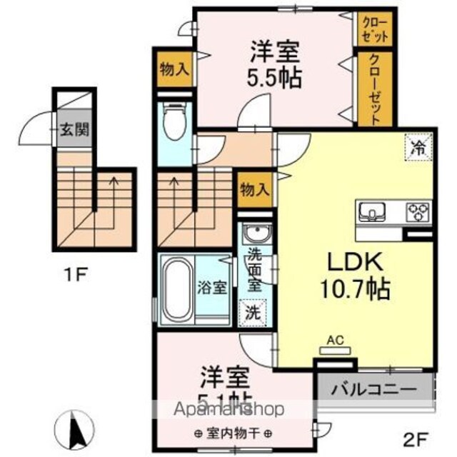 フォトアファール[2LDK/61.26m2]の間取図