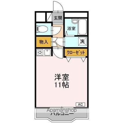 クリスタル甲府善光寺[1R/29.52m2]の間取図