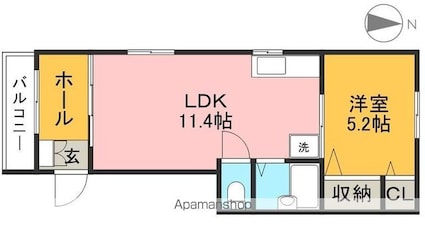 シャーメゾン上町[1LDK/39.58m2]の間取図