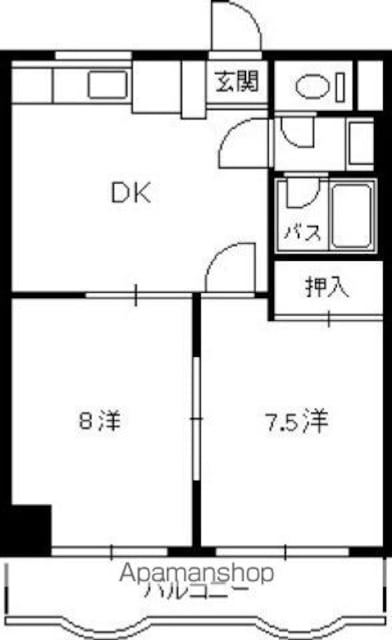 パティオ舟入[2DK/45m2]の間取図