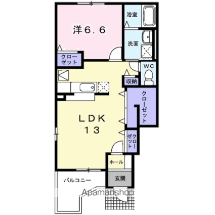 カーサ　ド・マーニＣ[1LDK/49.49m2]の間取図