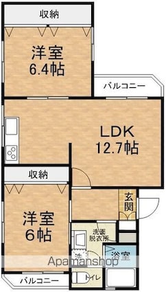 ソリッドリバーサイド松本[2LDK/58.87m2]の間取図