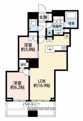 東京都新宿区富久町[2LDK/62.5m2]の間取図