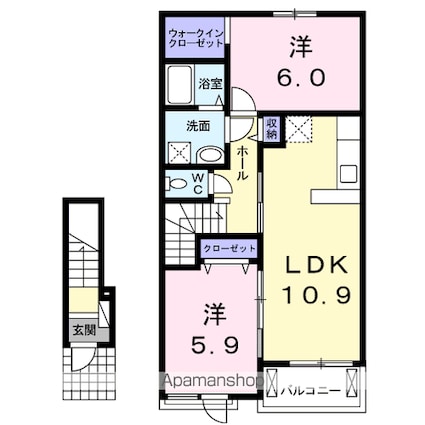 モルトベーネⅠ[2LDK/57.21m2]の間取図