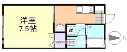 岡山県倉敷市連島町西之浦[1K/24.81m2]の間取図