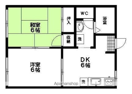 メイプルハウス[2DK/36m2]の間取図
