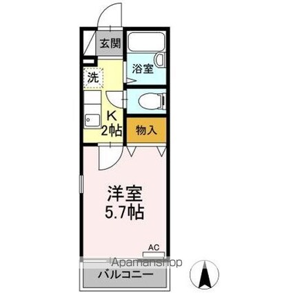 ヴィラージュＢ[1K/18.63m2]の間取図