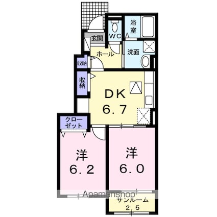 ミーオ　ベルカーサ[2DK/50.03m2]の間取図