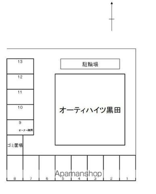 オーティハイツ黒田[1K/19.6m2]の配置図