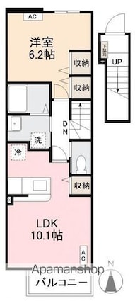 アーバンフラット六条Ⅲ[1LDK/43.4m2]の間取図